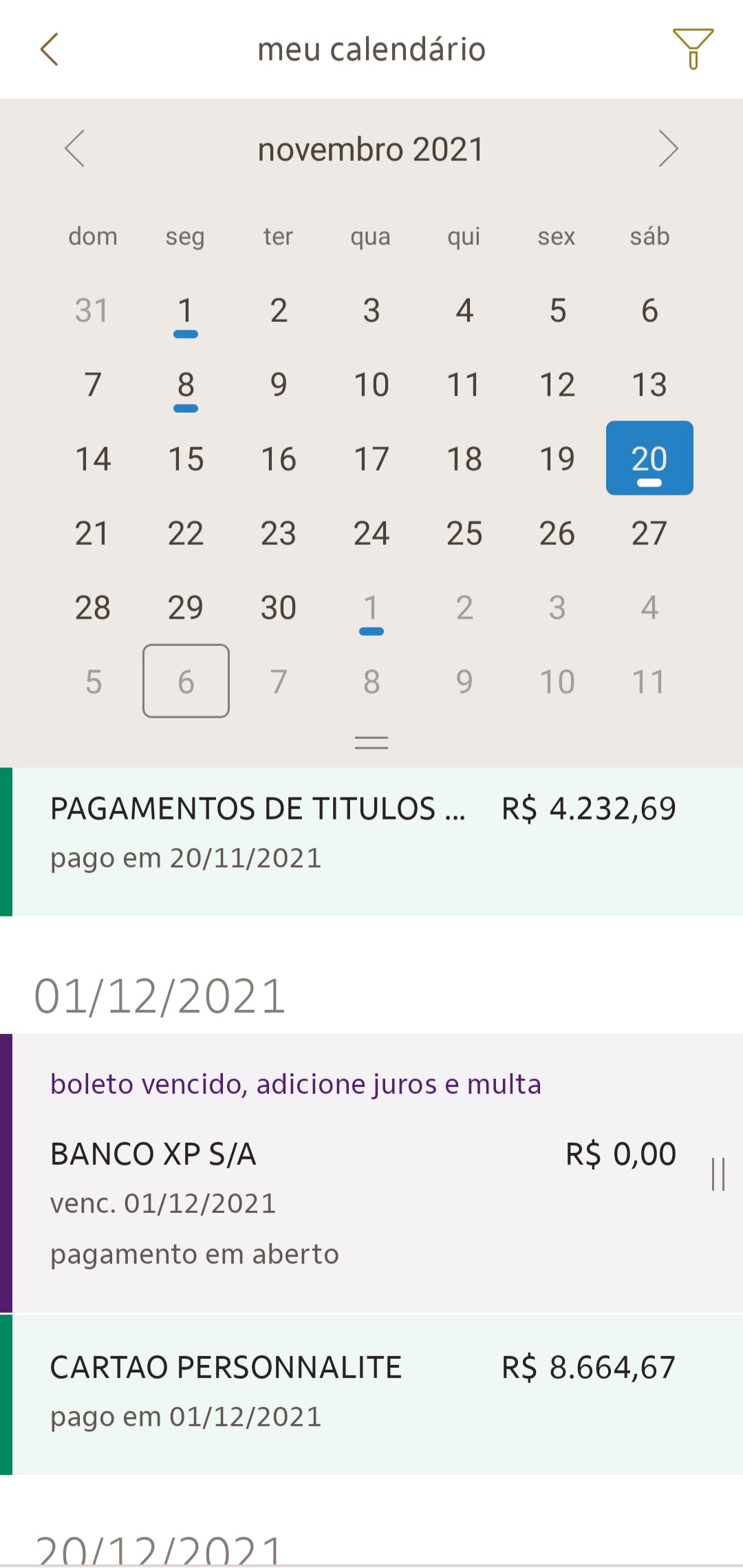 Full Payments Calendar