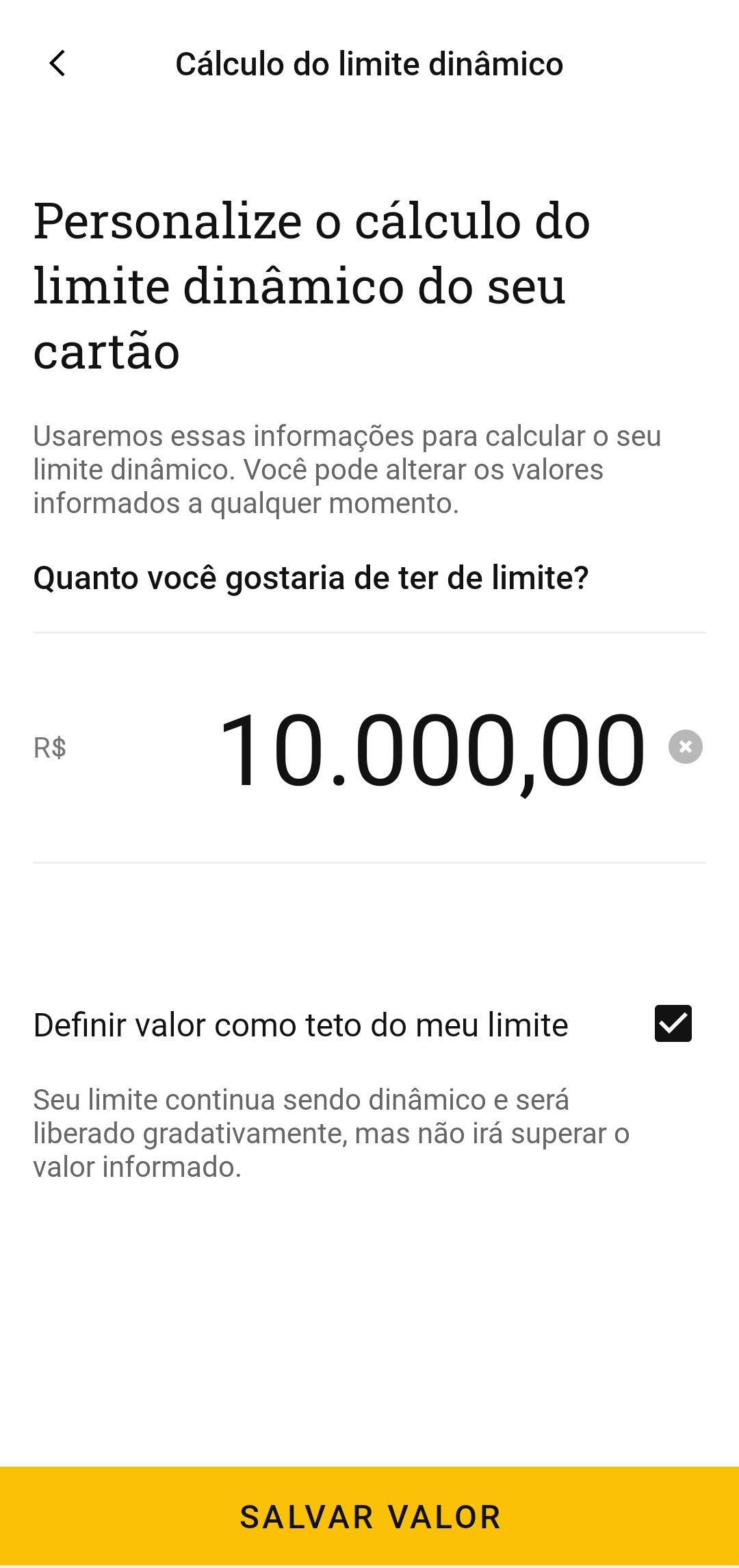 Personalizing Credit Card limit